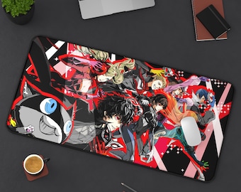P5 - Alfombrilla de escritorio para videojuegos, alfombrilla de escritorio retro para juegos, alfombrilla de escritorio para juegos con estilo waifu / alfombrilla de ratón para juegos, estética anime