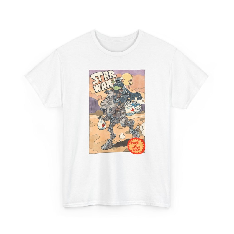 Vintage Star Wars The Mandalorian And Grogu Shirt, Grogu Bounty Hunter Shirt, 90s Style Star Wars Shirt, Baby Yoda Tee, Mandalorian Shirt image 4