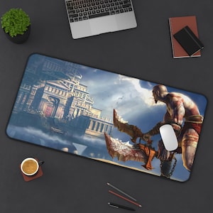 Jeu rétro - Tapis de bureau pose guerrier Kratos | Tapis de souris du jeu God of War