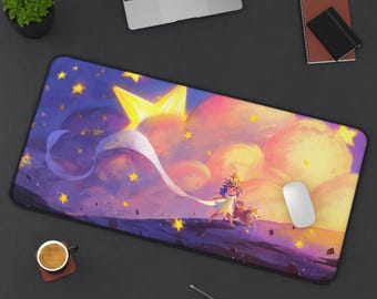 Alfombrilla de escritorio Noche estrellada / Nubes celestiales, estrellas a la luz de la luna, arte pintado a mano