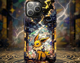 Electric Fox Phone Case | Stained Glass Lightning Design