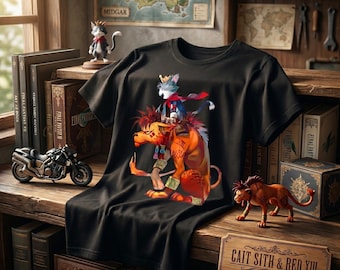 Vintage Retro game - FF7 Red XIII & Cait Sith T-Shirt