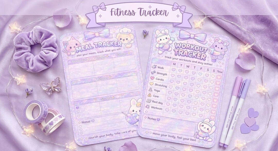Fitness Tracker Printable PDF | Meal Planner & Workout Tracker Bundle ...