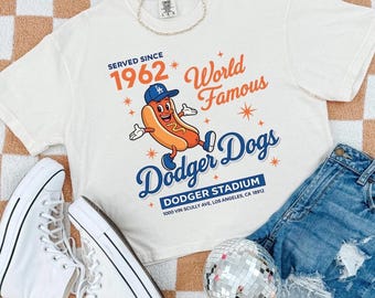 Dodger Dogs World Famous 1962 Stadium Tee, Retro Ballpark Hot Dog Shirt
