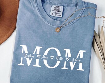 Comfort Colors® Custom Mom Shirt, Personalized Mama Gift, Mother's Day Gift, Custom Name Shirt, Children Name Mom Shirt