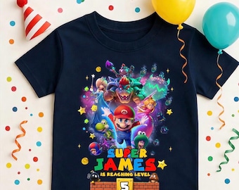 Custom Name Mario Galaxy Birthday Shirt, Nintendo World Family Holiday Tee, Universal Orlando Birthday Gift, Mario Bros Party Kids Gift