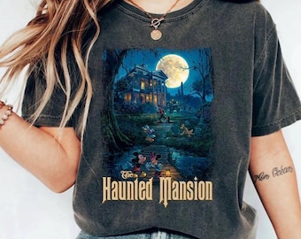 Vintage Disney Haunted Mansion Comfort Colors Shirt, Mickey Minnie Graphic Tee, Disneyland Retro Spooky Season Vacation T-Shirt