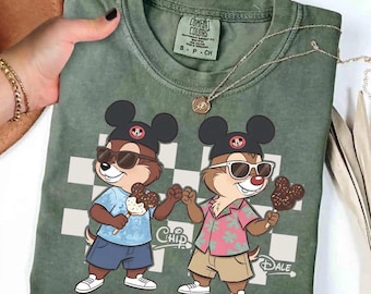Retro Chip and Dale Checkered Comfort Colors Shirt, Chip & Dale Double Trouble Retro Tee, Disney World Disneyland Family Vacation Shirt Tee