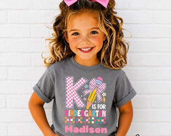 Personalized Kindergarten Shirt, First Day of Kindergarten, Custom Name Back to School Tee, Kindergarten Girl Shirt, Kindergarten Outfit