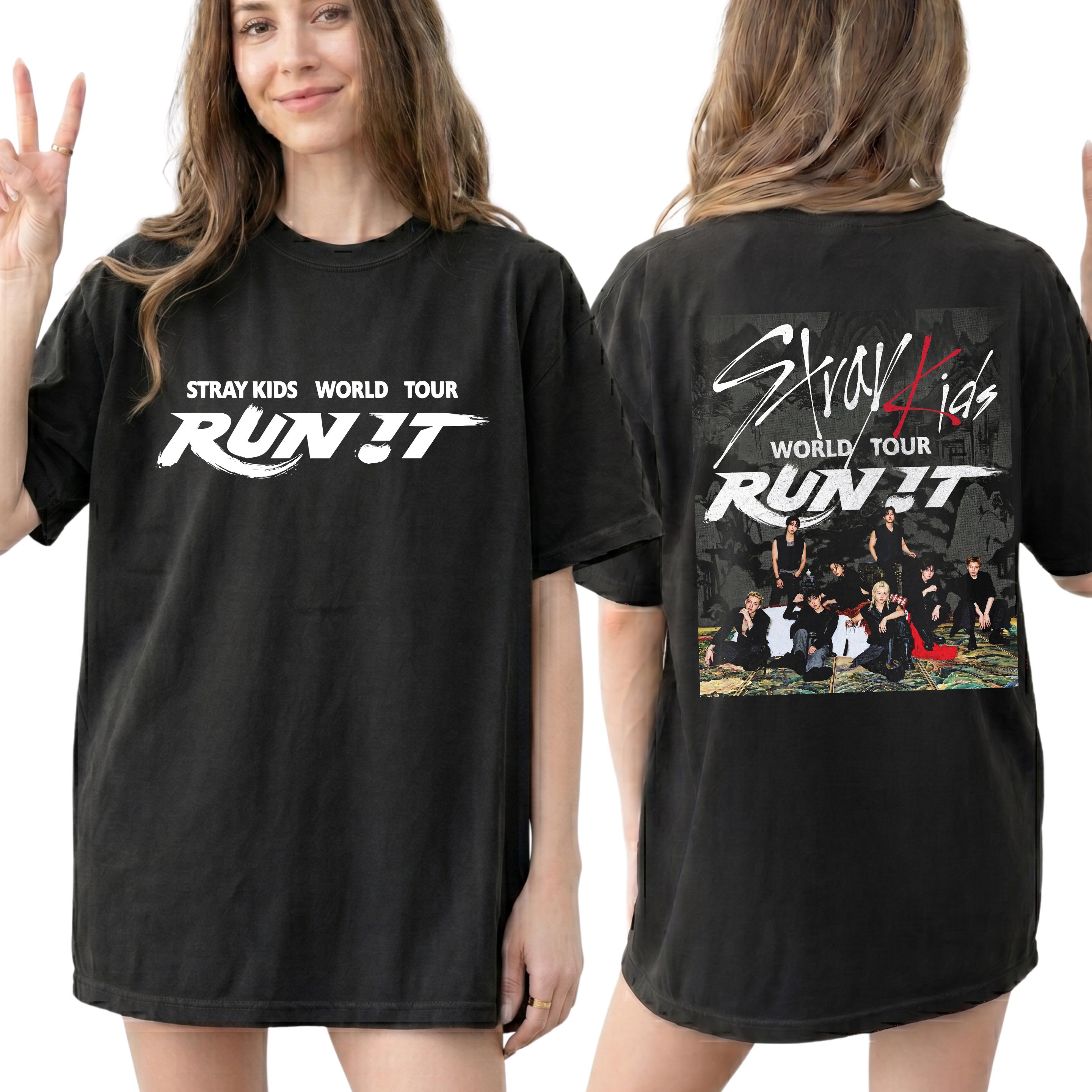Stray Kids Run It World Tour Concert Front and Back T-shirt, Kpop