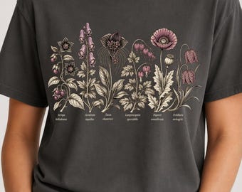 Poisonous Plants Shirt, Vintage Botanical Comfort Colors Tee, Gothic Floral Dark Academia Gift for Plant Lover