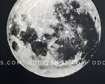 1950s Full Moon, Vintage Space Astronomy, Not Reproduction, Antique Home Decor (ref263)