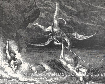 1900’s Dante’s Inferno, Divine Comedy, Rare Large Lithograph, Not Reproduction, Vintage Publication