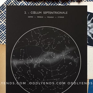 Jaren 1950 Gemini, Perseus, Pegasus, Cygnus Constellations Originele Vintage Star Chart Space Astronomy Plate, Antique Home Decor (ref2)
