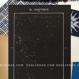 Jaren 1950 Boogschutter Constellation, Originele Vintage Star Chart Space Astronomy Print, Antique Home Decor (ref33)