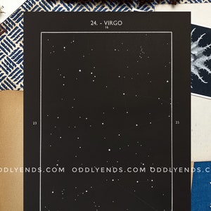 Jaren 1950 Maagd Constellation, Originele Vintage Star Chart Space Astronomy Print, Antique Home Decor (ref24)