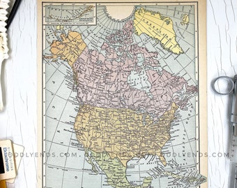 1939 North America Map, Not Reproduction, Vintage Publication, Atlas Antique, Canada, United States, Mexico