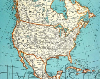 1939 North America Atlas Map