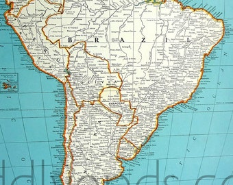 1939 South America Atlas Map