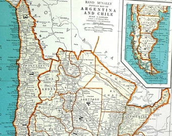 1939 Argentina & Chile Atlas Map