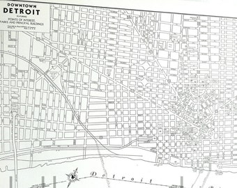 1939 Detroit Michigan Vintage City Atlas Map