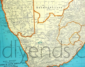 1939 South Africa Vintage Atlas Map