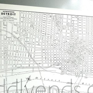 1939 Detroit Michigan Vintage City Atlas Map