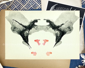 Real 1958 Holtzman Inkblot Plate Board, EXTREMELY RARE, Not Reproduction, Vintage Publication, Rorschach Test (ref5)