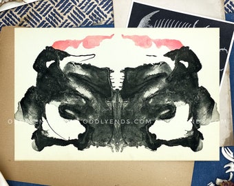 Real 1958 Holtzman Inkblot Plate Board, EXTREMELY RARE, Not Reproduction, Vintage Publication, Rorschach Test (ref5)