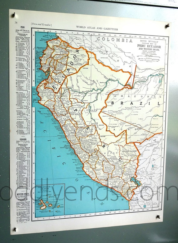 1939 Peru Ecuador Atlas Mapa Etsy