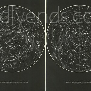 1950s SET OF 2 Stars & Constellations, Not Reproduction, Vintage Publication, Maps Hemispheres Vintage Astronomy Astrology image 4