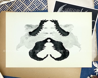 Real 1958 Holtzman Inkblot Plate Original Board, EXTREMELY RARE, Not Reproduction, Vintage Publication, Rorschach Test (ref2)