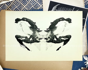 Real 1958 Holtzman Inkblot Plate Original Board, EXTREMELY RARE, Not Reproduction, Vintage Publication, Rorschach Test (Ref5)