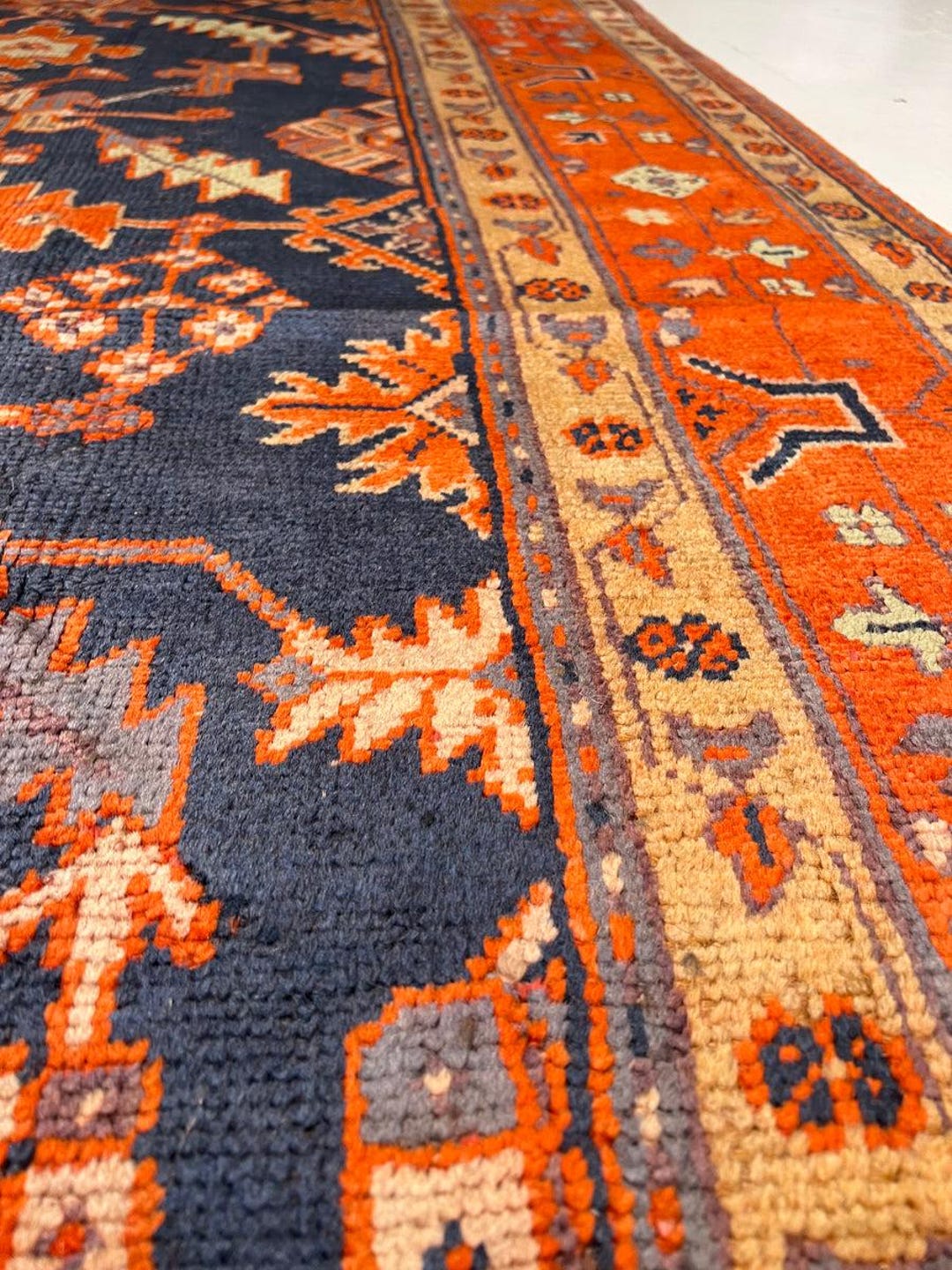 Navy Rust Rug Vintage Navy Rust Tribal Rug 8x10, Handmade Persian Style Rug ...