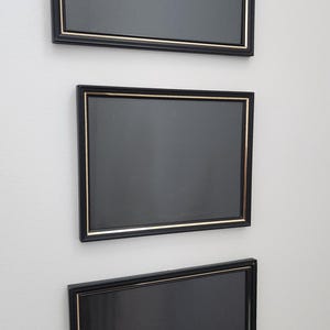 Mid-Century Modern Black and Gold Metal Frames - Set of 3 MCM Easel Back Gallery Frames (Two 8x10, One 7x9)