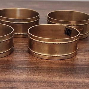 Vintage Brass Napkin Rings - Set of 6 - Beaded Edge Detail - Hollywood Regency Table Decor - Made in India