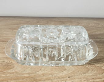 Vintage Anchor Hocking "Early American Prescut" Butter Dish