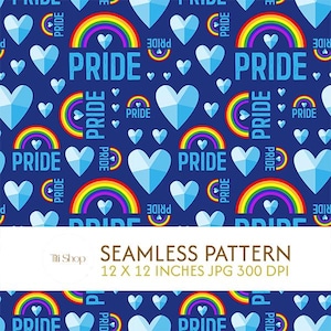 Pride Seamless Pattern, Rainbow LGBT Digital Paper, Pride Month Heart Fabric Design, Queer Aesthetic Background, LGBTQ+ Art Commercial Use