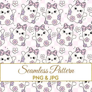 Seamless Pink Checkerboard Pattern JPG PNG, Cute Ghost with Bow Digital Paper, Floral Coquette Ghost Fabric Design, Spooky Commercial Art