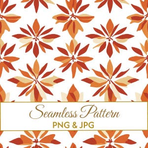Seamless Autumn Floral Pattern JPG PNG, Abstract Fall Leaves Digital Paper, Modern Terracotta Fabric Design, Thanksgiving Commercial Art