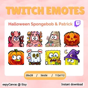 Halloween SvampBob Patrick Emoticons för Twitch Discord Kick YouTube