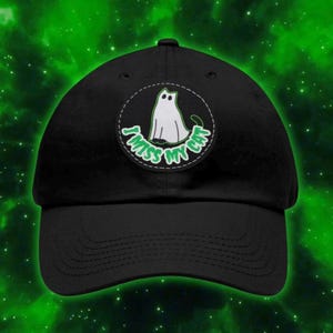 I Miss My Cat Spooky Cat Patch Dad Hat | Leather Round Patch