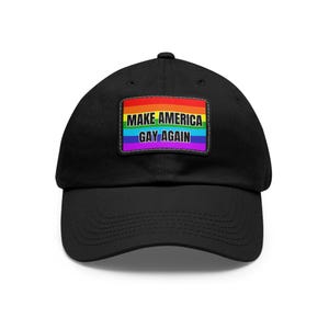Gorra estilo "Make America Gay Again" con parche de cuero LGBTQ / Parche de cuero con la bandera del orgullo LGBTQIA (varias opciones de color)