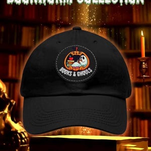 Books & Ghouls ghost reading patch Dad Hat | Leather Patch