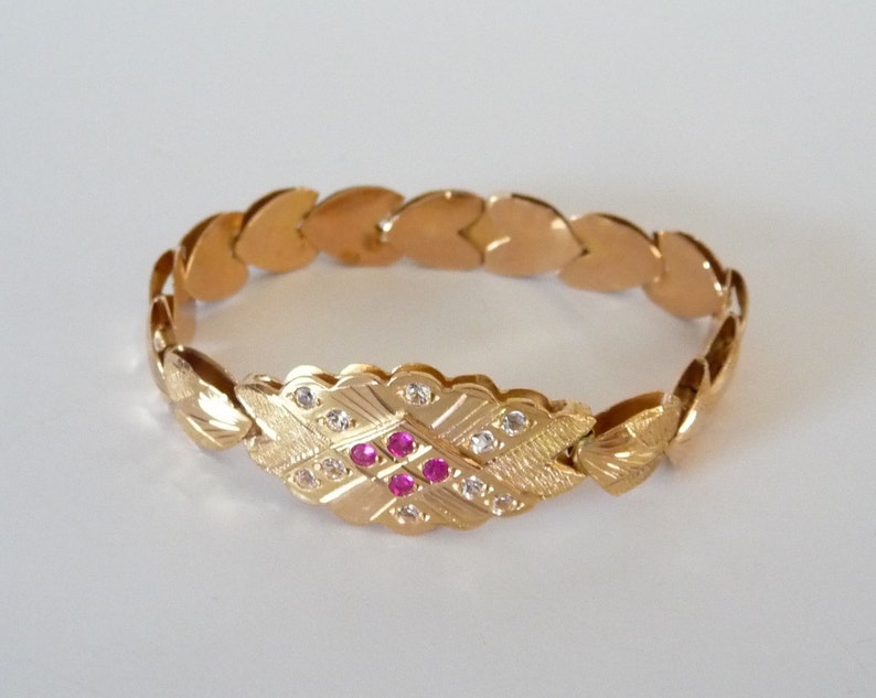 18k Gold Link Bracelet Fine Gold Jewelry Link Style Vintage from TreasuresOfGrace image 2