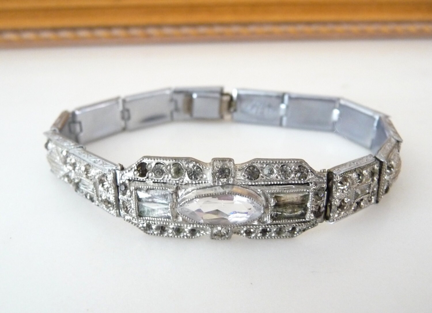Vintage Art Deco Paste Rhinestone Bracelet Links by the Etsy