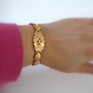 18k Gold Link Bracelet Fine Gold Jewelry Link Style Vintage from TreasuresOfGrace image 5