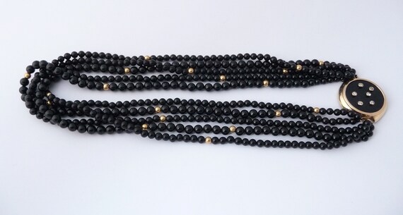 Vintage 14K Gold Diamonds and Black Onyx Necklace… - image 3