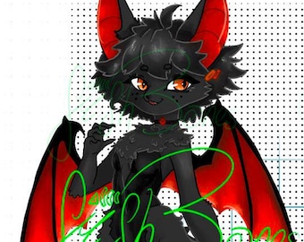 Red and Black Furry Adopt Bat/Cat Creature