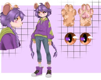 Purple and Green Hamster OC Adoptable Character